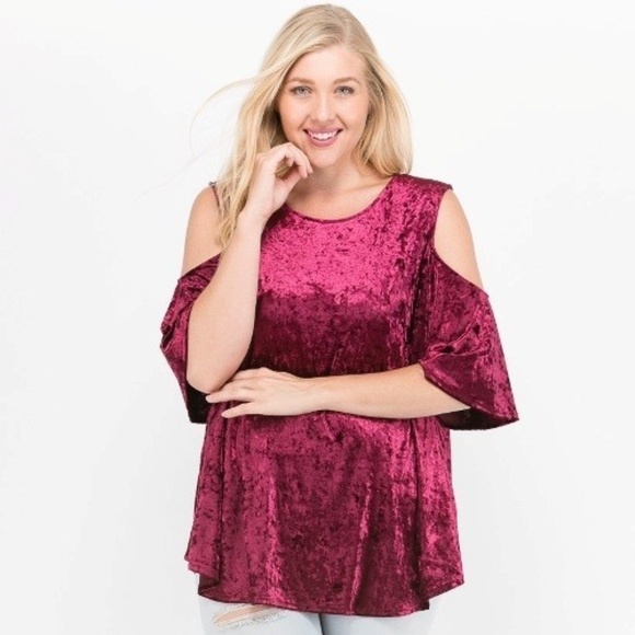 1x-3x New Plus Size Crush Velvet Swing Top - Picture 2 of 6